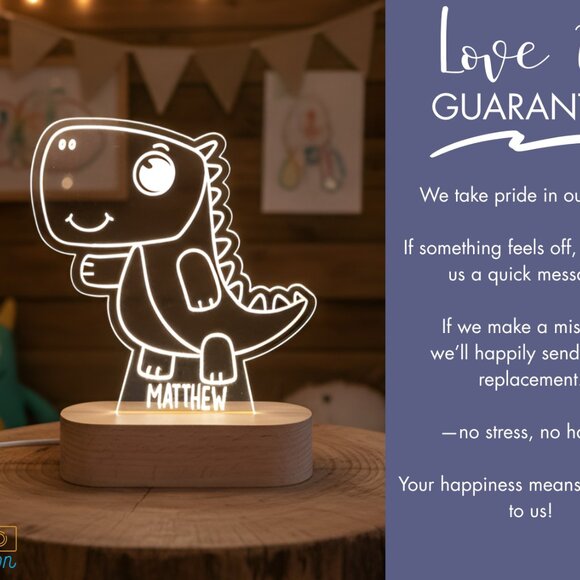 Dinosaur Custom Name Light • Personalized LED Cloud Decor • Kids Gift - Picture 6 of 8